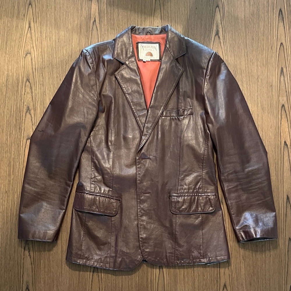 Vintage Brown Leather Blazer